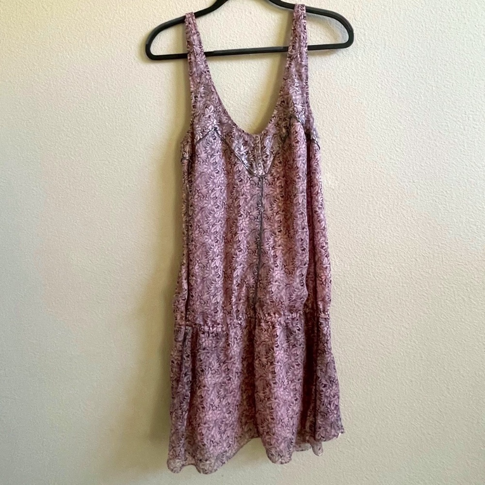 💛Elizabeth and James Pink & Black Silk Print Floral Spaghetti Strap Dress